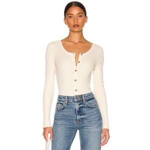 Lovers and Friends Ivory Rayne Long Sleeve Bodysuit Top Womens Small New Thermal